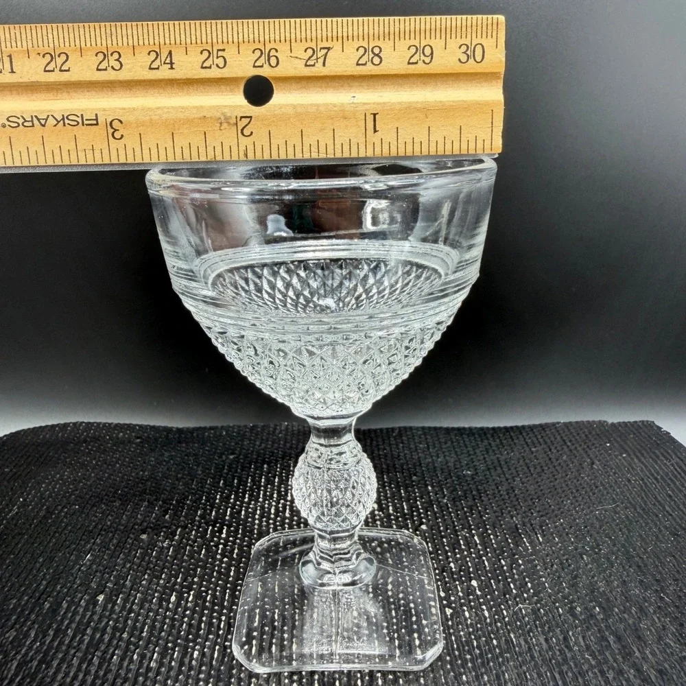 Cambridge‎ MOUNT VERNON Clear Glass Diamond Point Goblets Square Base Set 2 Cups